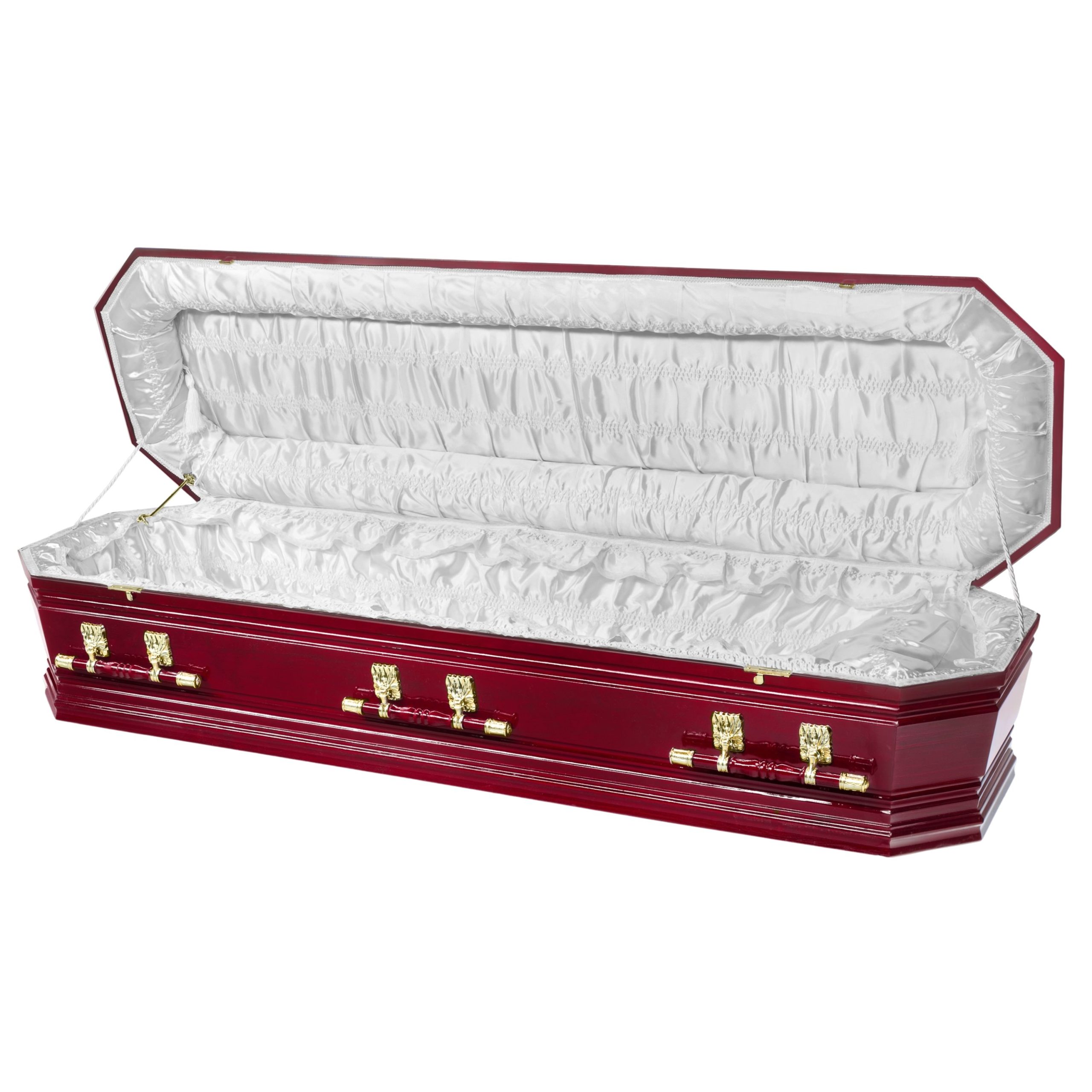 A coffin and funeral casket in Melbourne. A timber coffin.